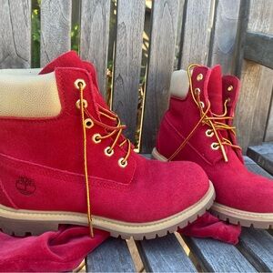 Timberland Red and Gold boots